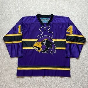 Vintage 90s Gemini All Embroidered Cut & Sew Ravens Away Hockey Jersey